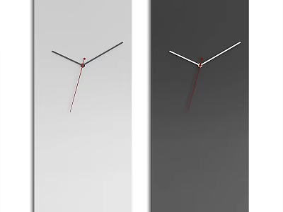 Minimalist Wall Clocks with Light and Dark Gray Backgrounds and Black Red Hands 3d model