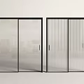 Modern Sliding Doors With Black Frames Clear And Vertical Striped Glass Panels