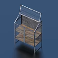 Modern Metal Display Cabinet Shelf With Mesh Door And Wooden Layers
