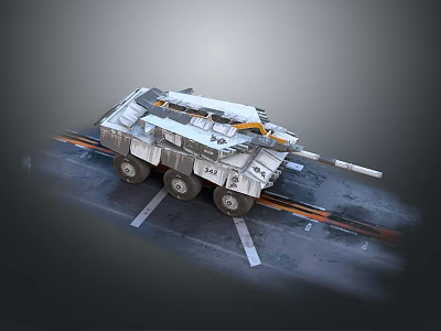 Military Armored Combat Vehicle With Long Cannon And Reinforced Steel Body Design 3d model
