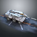 Military Armored Combat Vehicle With Long Cannon And Reinforced Steel Body Design