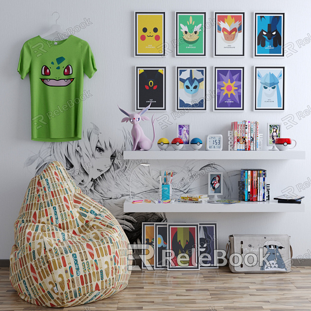 Nordic Lazy Sofa Pokemon Decorative Rack Combination model