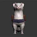 White Ferret Character With Red Backpack And Purple Collar Design
