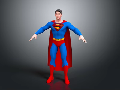 Superman Iconic Game Movie Character With Blue Suit Red Cape And Yellow Emblem 3d model