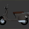 Gray Scooter With Brown Leather Seat And Retro Design Mirrors Shiny Finish