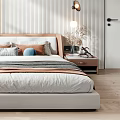 Modern Bedroom Interior Design With Comfortable Bed Bookshelf And Stylish Lighting Fixtures