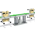 Children's Seesaw With Panda Head Design Green Seat Board And Spring Support