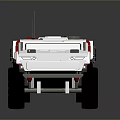 Futuristic Functional Vehicle With White And Red Exterior And Multi Wheel Structure