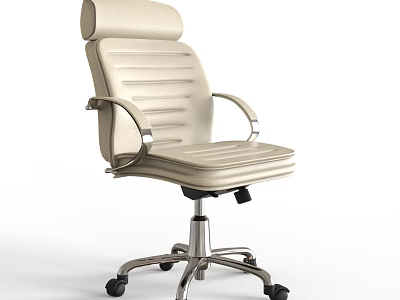Modern Leather Office Chair With High Back Metal Armrests Five-Pointed Base And Wheels 3d model