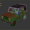Yellow Vintage Off Road Vehicle With Black Soft Top And Rugged Design