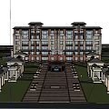 modern residential building multi-storey residence 3d model