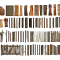 Stone and Wood Samples with Various Textures Shapes and Colors on Light Background