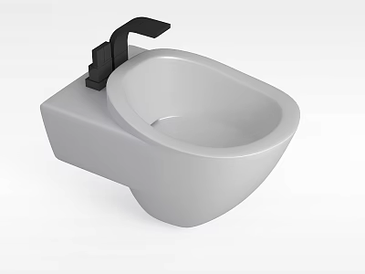 Sleek Modern White Bathtub Featuring Wall Mounted Black Faucet And Clean Lines 3d model