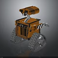 Orange Robot Design With Tracked Wheels Mechanical Arm And Black Components 3d model