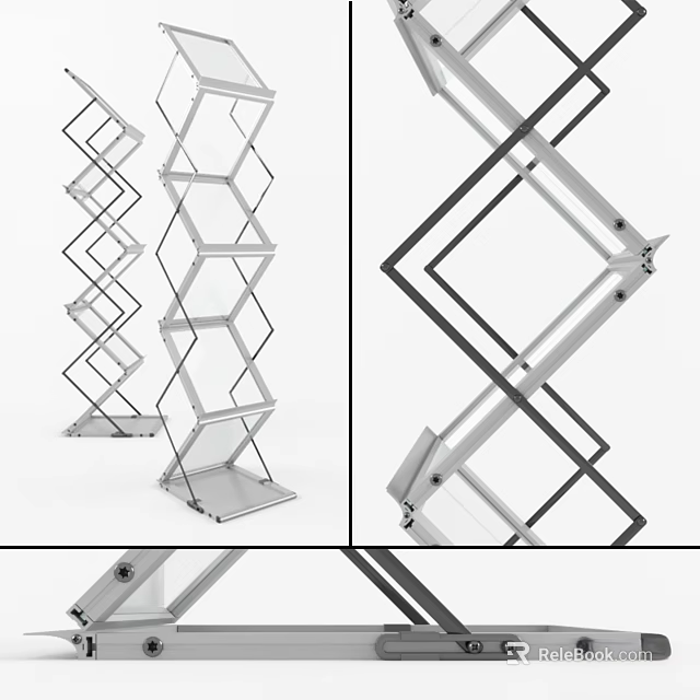 Foldable Commercial Display Racks With Transparent Glass And Metal Frame Design 3d model 