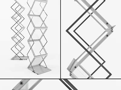 Foldable Commercial Display Racks With Transparent Glass And Metal Frame Design 3d model