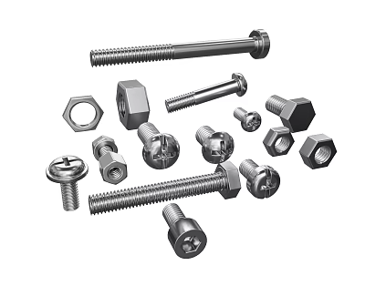Hardware Tools Collection With Various Types of Bolts Hex Nuts And Fasteners 3d model