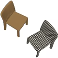 Stylish Modern Dining Chairs With Brown And Black White Houndstooth Patterns 3d model