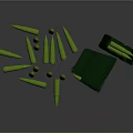 Detailed Green Bullet And Magazine Clip Sculpture Carving Artistic Display Piece