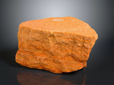 Natural Wood Stone With Orange Color And Rough Surface Texture Details 3d model