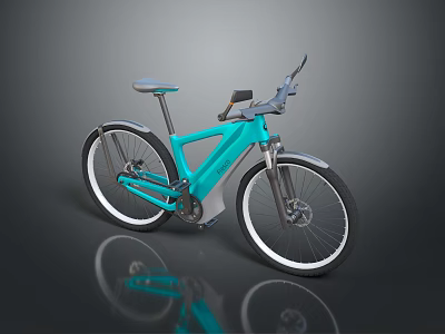 Modern Teal Electric Bicycle With Sleek Frame And White Rimmed Wheels 3d model
