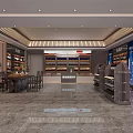 Spacious Tobacco and Liquor Store Interior with Shelves Displaying Liquor Products and Tobacco Items