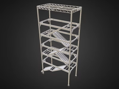 Security Guard Booth With Metal Frame And Multi Layer Shelf Structure 3d model