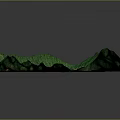 3D Rendered Terrain Model With Winding River And Lush Green Mountains