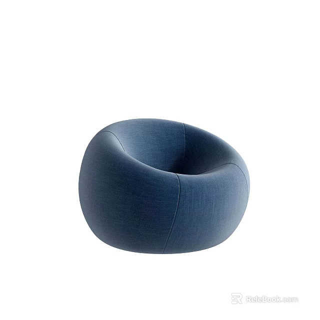 Modern Blue Round Single Seater Fabric Sofa with Stylish Design for Living Room 3d model 