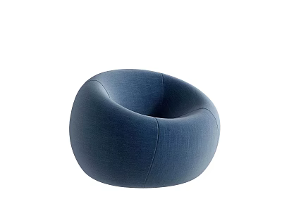 Modern Blue Round Single Seater Fabric Sofa with Stylish Design for Living Room 3d model