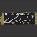 Intricately Carved Dark Blue Box with White Gold Floral Patterns and Golden Edges Clasp