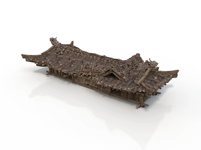 Ancient Chinese Architecture With Classic Tile Roof And Wooden Overhanging Eaves Structure 3d model