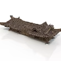 Ancient Chinese Architecture With Classic Tile Roof And Wooden Overhanging Eaves Structure