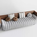 Modern Multiplayer Sofa Striped Sofa Pillow 3d model