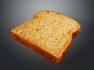 Appetizing Golden Brown Crusty Bread Slice With Airy Texture On Dark Background 3d model
