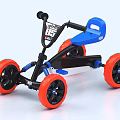 Kids Tricycle with Black Frame Blue Seat Red Wheels and Shock Absorption Design for Children