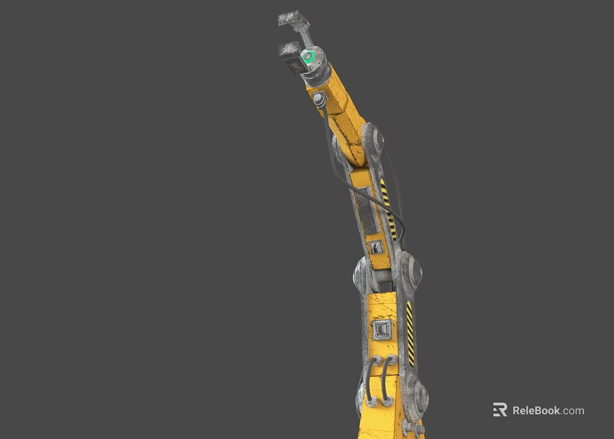 Smart Machine Mechanical Arm in Yellow and Silver with Green Indicator Light 3d model 