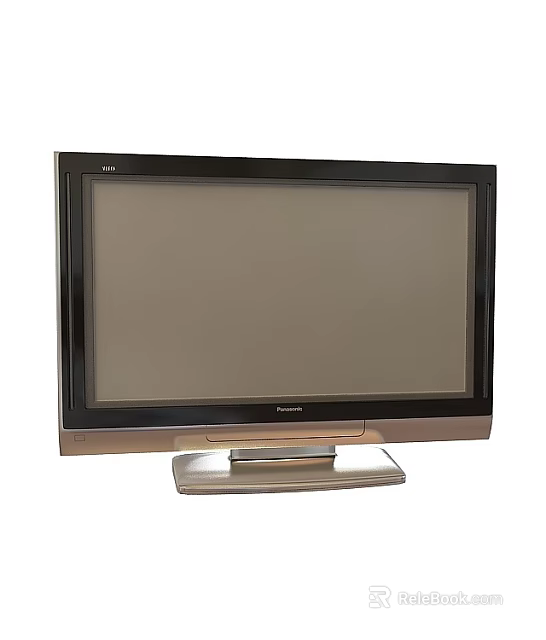 Panasonic Flat Screen Television Featuring Black Frame And Silver Base Design 3d model 