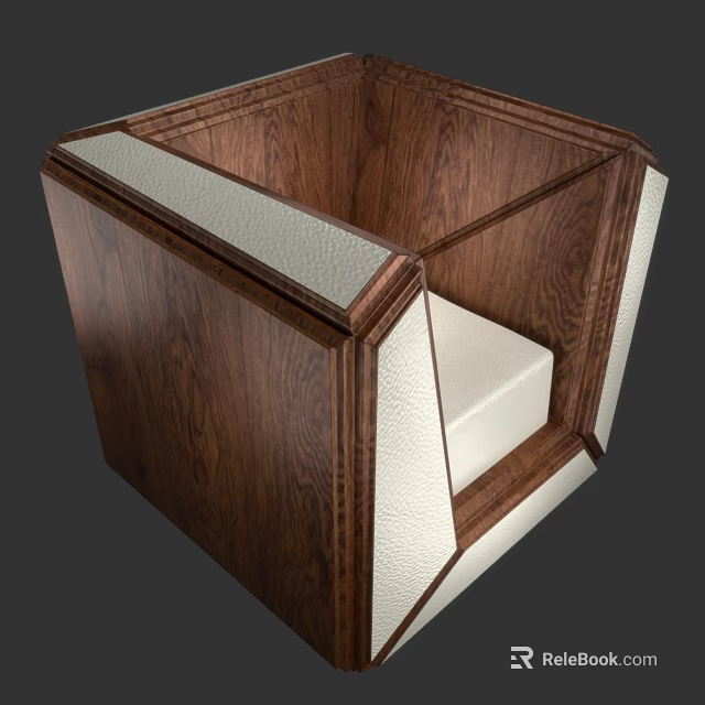 Stylish Single Sofa With Dark Wooden Frame Light Leather Upholstery And Modern Design 3d model 
