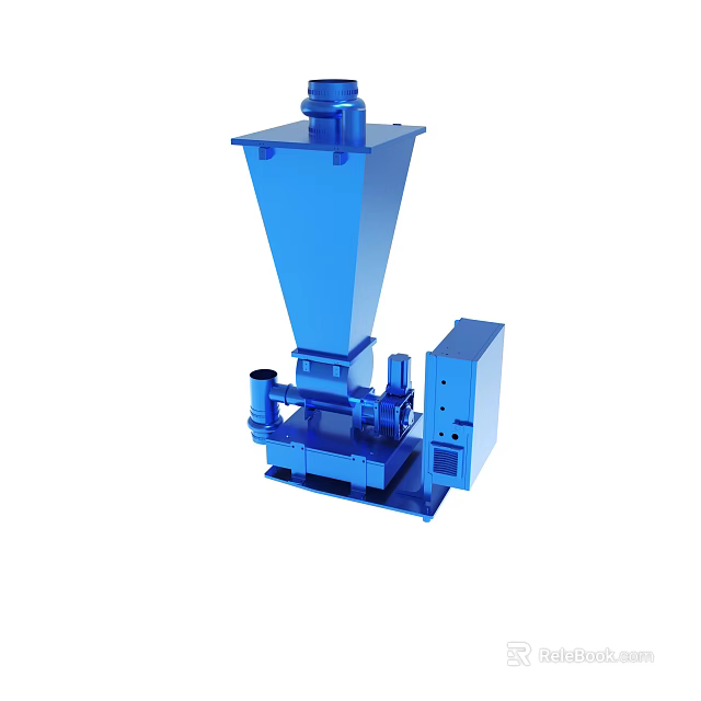 Blue Industrial Machine With Hopper Structure Base And Control Unit 3d model 