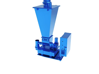Blue Industrial Machine With Hopper Structure Base And Control Unit 3d model