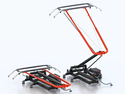 Industrial Equipment With Black Orange Metal Frame Stand And Lever Mechanism 3d model