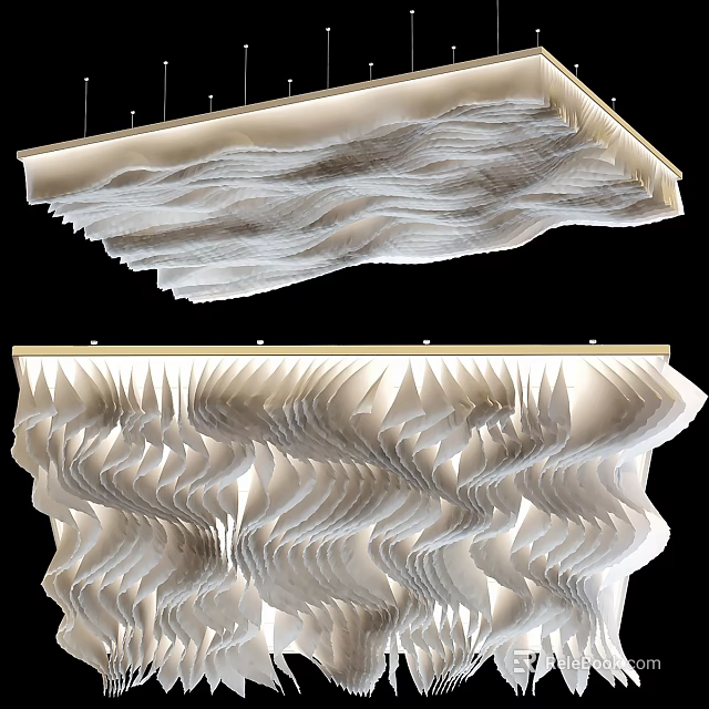 Modern Artistic Ceiling Lights With Elegant Wave Textured Folded Pattern Design 3d model 