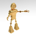 Golden Robot Decorative Ornament Set With Metallic Finish For Modern Home Decor