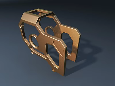 Golden Metal Road Infrastructure Bracket With Hollow Structural Design 3d model