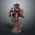 Rustic Industrial Pipe Equipment With Curved Pipes Valves And Base Structure