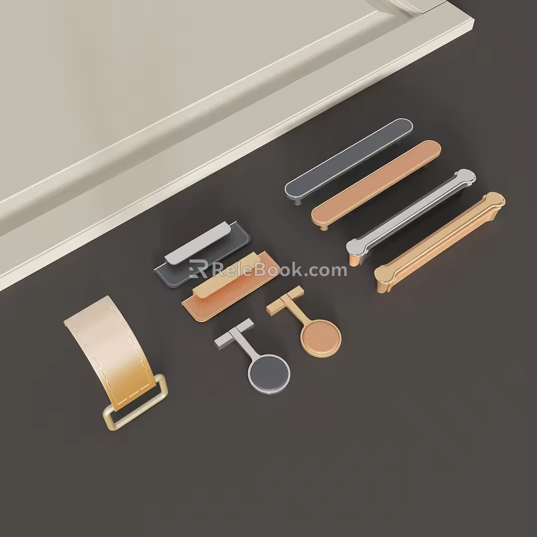 Metal Handle Group Full Cabinet Door Handle Door Handle Leather Handle 3d model