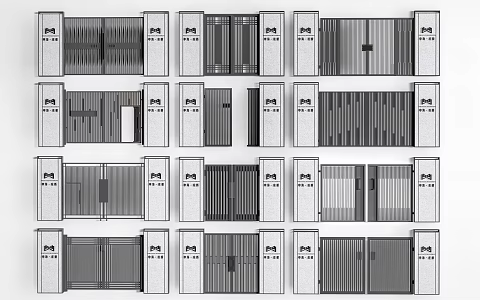 Modern patio door courtyard door villa door 3d model