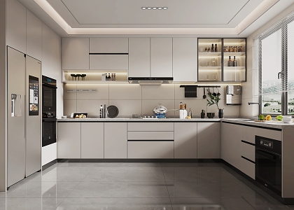 modern kitchen cream kitchen 3d model