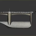 Water Dam Spillway Structure With Concrete Piers Sloped Ramp And Metal Railings